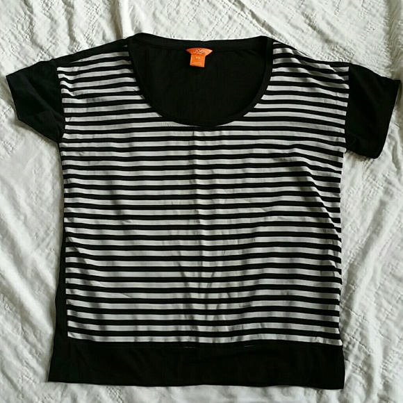 JCPenny Joe Fresh Black and Off-White Striped Top - Picture 1 of 4